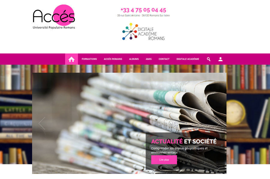 Site internet de Accés Université Populaire